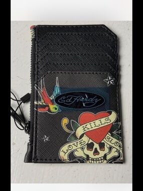 Stanley Black Card Holder with Colorful Tattoo Print